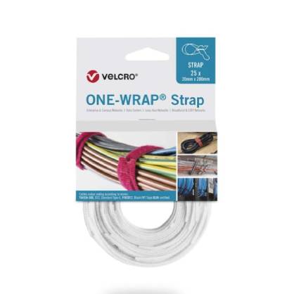 Kit 25 straps Velcro OneWrap blanco 20x200mm
