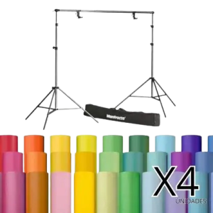 Portafondos Manfrotto 1314B + 4 Fondos papel Savage 2,72 x 11m
