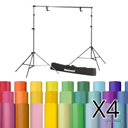 Portafondos Manfrotto 1314B + 4 Fondos papel Savage 2,72 x 11m